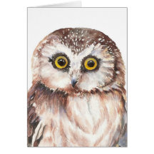 Little Owl, Blank - Watercolor Bird Collection Greeting Cards