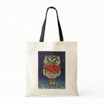 Little owl on ice tote bags