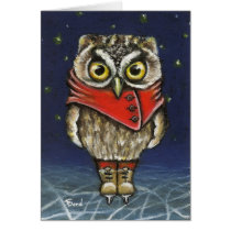 Little owl on ice card