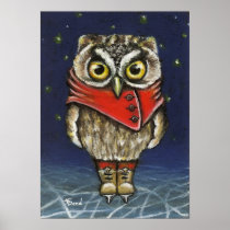 Little owl on ice print