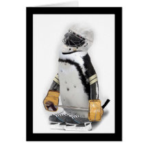 Little  Penguin Wearing Hockey Gear Cards