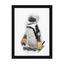 Little  Penguin Wearing Hockey Gear Postcards