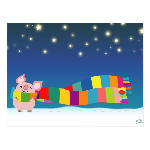 Little Pig's Christmas postcard