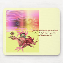 Little pink beastie goes for a run mouse pads