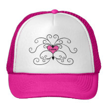 Little pink love heart mesh hat