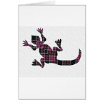 little pink tartan gekko lizard greeting cards