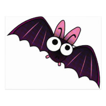LITTLE PURPLE & PINK BIG-EYED BAT POSTCARD