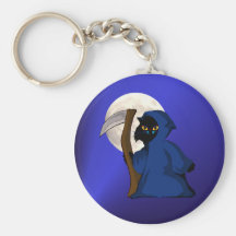 Little Reaper Kitty and Moon Keychain
