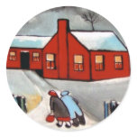 LITTLE RED HOUSE SNOW SCENE stickers