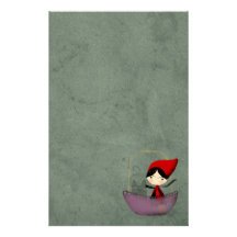 Little red riding hood baby feline stationery