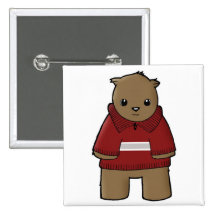 Little Red Sweater Square Button