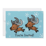 Little Reindengser and Snowflakes Christmas Party invitations