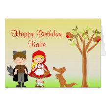 Little Riding Hood Birthday Celebration Greeting Cards