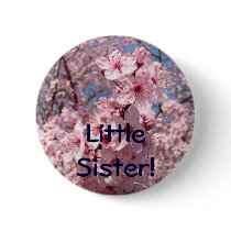 Little Sister! button Pink Tree Flower Blossoms