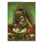 Little squirrel and mushrooms greeting card