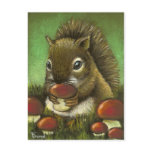 Little squirrel and mushrooms postcard