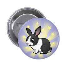 Little Star Rabbit (uppy ear smooth hair) Pinback Button