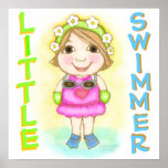 Little Swimming Girl Summer Poster posters