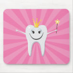 Little tooth fairy on a pink sunburst background mousepads