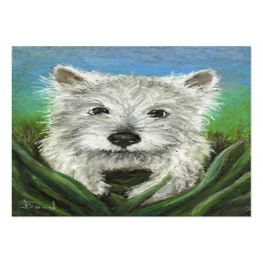 Little Westie playing in the grass Business Cards