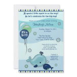 Little Whale Baby and Mummy kiss Baby Shower invitations