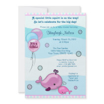 Little Whale Baby and Mummy kiss Baby Shower pink