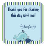 Little Whale Baby Mummy Kiss square sticker