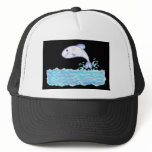 Little Whale Fish on black by Wendy C. Allen hats