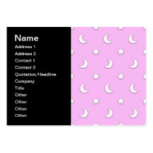 Little White Stars and Moons on Pink Business Card Templates