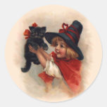 Little Witch Girl Round Stickers