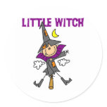 Little Witch Halloween Round Stickers