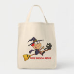 Little Witch Riding Broom Tote Bag