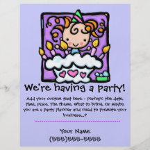 LITTLEGIRLIE Birthday Party Custom announcement Personalized Flyer