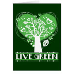 Live Green Abstract Tree Greeting Card