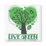 Live Green Abstract Tree Magnets