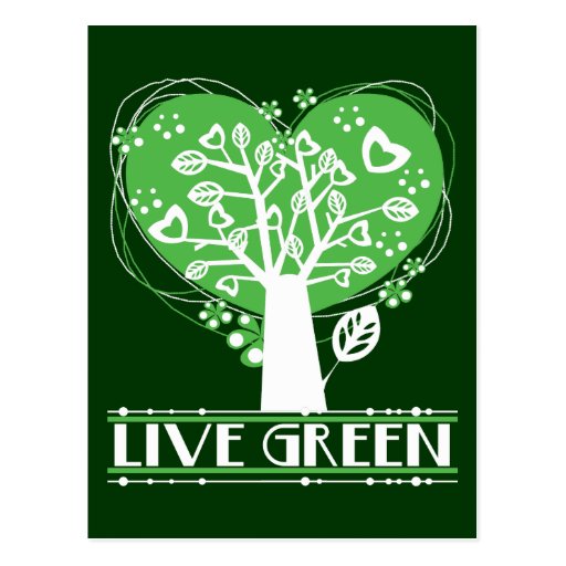 Live Green Abstract Tree Post Cards