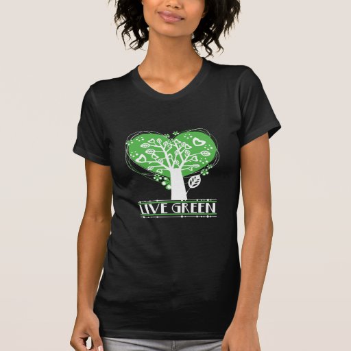 Live Green Abstract Tree T Shirts