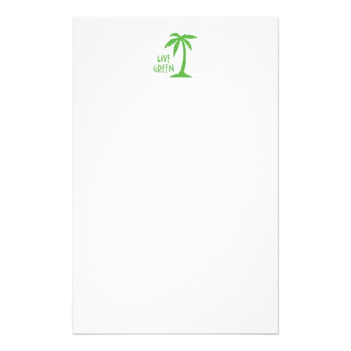 Live Green Palm Tree Stationery Paper