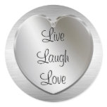Live Laugh Love On Silver Heart stickers
