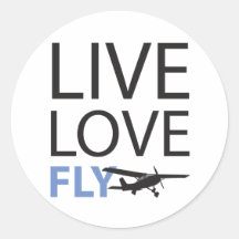 Live Love Fly Round Stickers