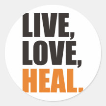Live, Love, Heal Runder Sticker