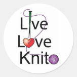 Live Love Knit Round Stickers