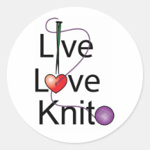 Live Love Knit Round Stickers