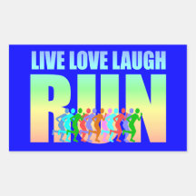 live love laugh run rectangle stickers