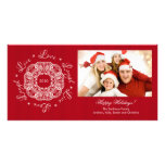 Live Love Laugh Vintage Ornament Holiday PhotoCard Customised Photo Card
