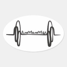 Live Love Lift Bar Black Oval Sticker