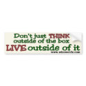 Live Outside The Box bumper sticker - light bumper stickers