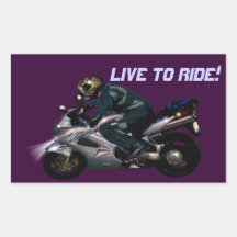 Live To Ride Motorbiker Rectangular Sticker