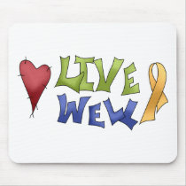 Live Well- Yellow Awareness Ribbon mousepads