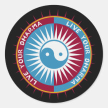 Live Your Dharma Round Stickers